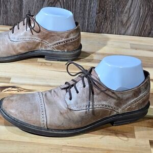 ROAN. by Bed Stu Brown Leather Cap Toe Brogue Oxford Distressed Shoes Men's 8